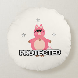 Almofada Redonda Porco rosa engraçado