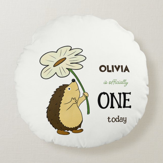 Almofada Redonda Poreiro-do-mato-bonito com flor (Frente)