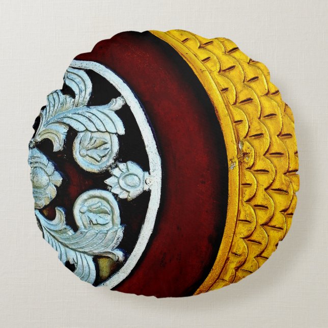 Almofada Redonda Porta Dourada e prateada (Frente)