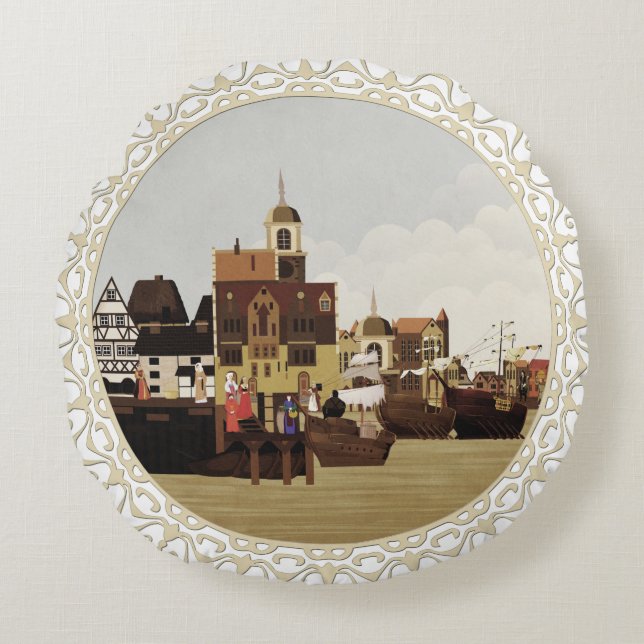 Almofada Redonda Porto medieval (Frente)