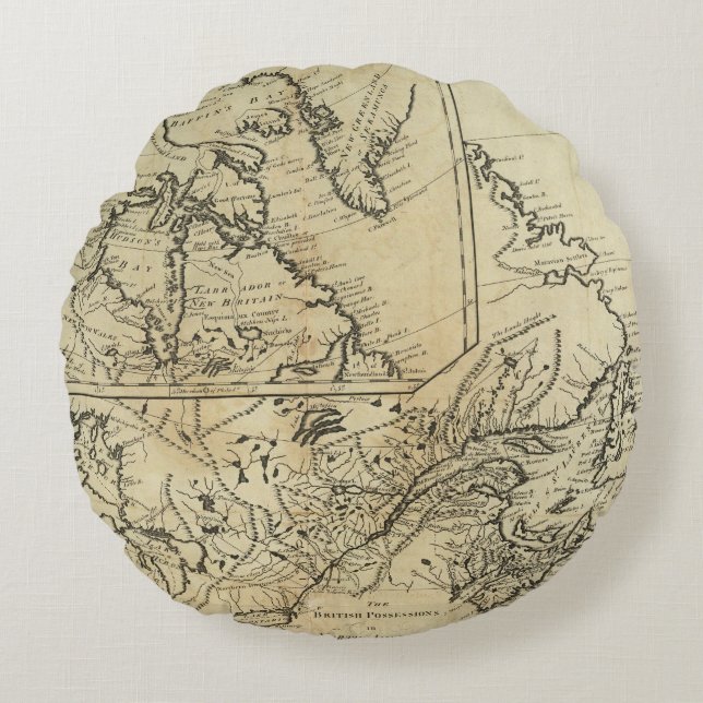 Almofada Redonda Possessões britânicas em America do Norte 2 (Frente)