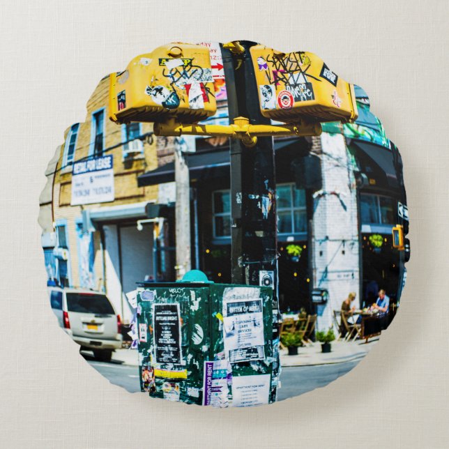 Almofada Redonda Posto AMARELO E NEGRO PRETO CHEIO DE CABOS (Frente)