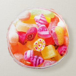 Almofada Redonda pote de doces de fita doce colorido