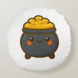 Almofada Redonda Pote Kawaii do Dourado