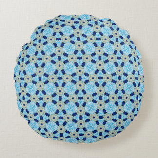 Almofada Redonda Pouf Redondo Blue Petal Harmony
