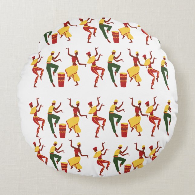 Almofada Redonda Poufs inspirado na África (Frente)