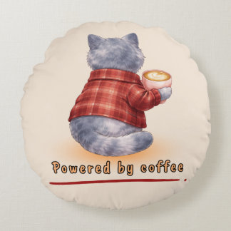 Almofada Redonda Powered by Coffee