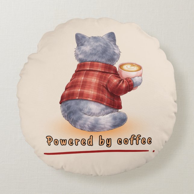 Almofada Redonda Powered by Coffee (Frente)