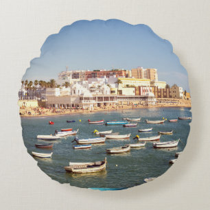 Almofada Redonda Praia de Caleta em Cadiz, a Andaluzia, espanha