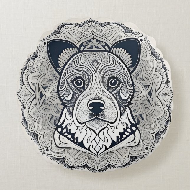 Almofada Redonda Presente de Decoração para Casa com Desenho Minima (Frente)