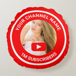 Almofada Redonda Presente de Foto Personalizada do Canal do Youtube