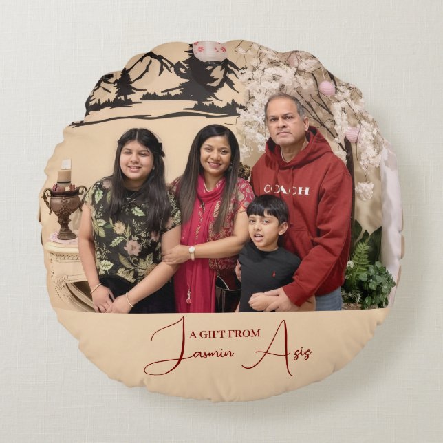 Almofada Redonda Presente Personalizado da Família Fofa De (Frente)