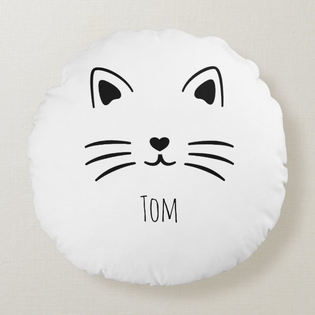Almofada Redonda Presente personalizado para amantes de gatos - nom (Frente)