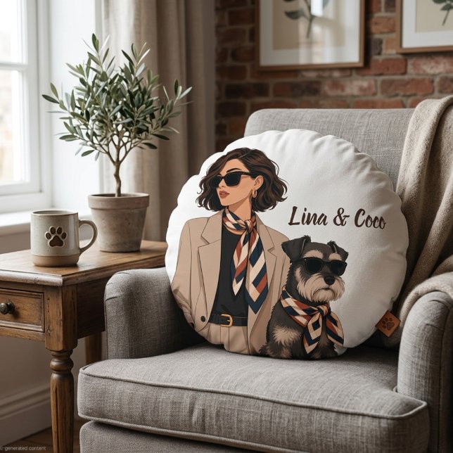 Almofada Redonda "Presente Personalizado para Mãe de Cachorro" "Pro (Criador carregado)
