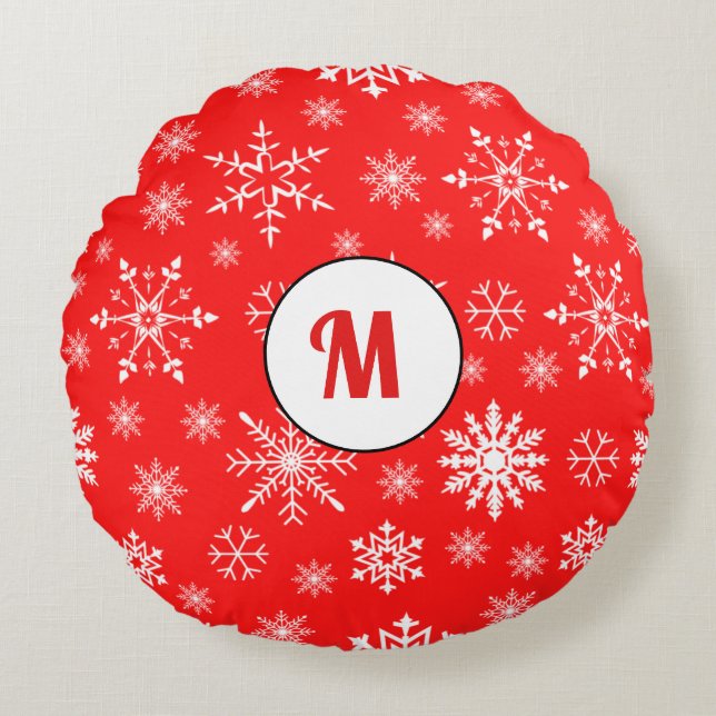 Almofada Redonda Presente único de decoração de Natal para seu mono (Frente)