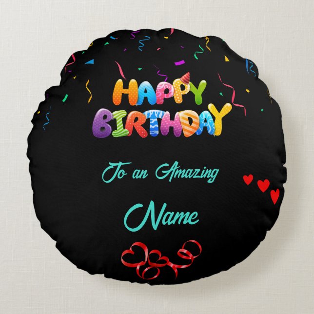 Almofada Redonda Presente único em Travesseiro redondo para os aniv (Frente)