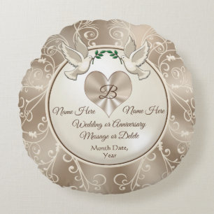 Almofada Redonda Presentes personalizados para recém-casados, anive