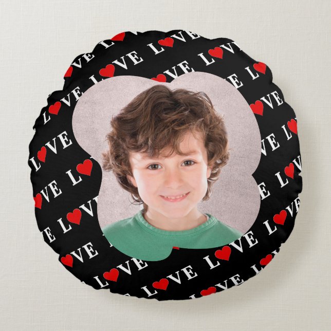 Almofada Redonda Preto AMOR Trendente Preto e Branco (Frente)