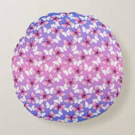 Almofada Redonda Pretty Pink and White Butterfly Round Pillow 