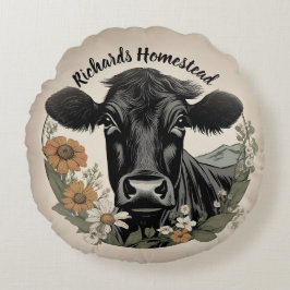 Almofada Redonda Primavera Black Cow