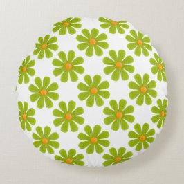 Almofada Redonda Primavera verde flores para decoração doméstica