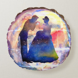 Almofada Redonda Princesa e o príncipe arremessado