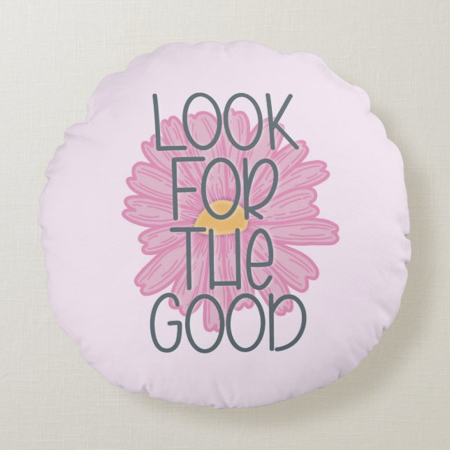 Almofada Redonda Procure o bom Travesseiro decorativo (Frente)