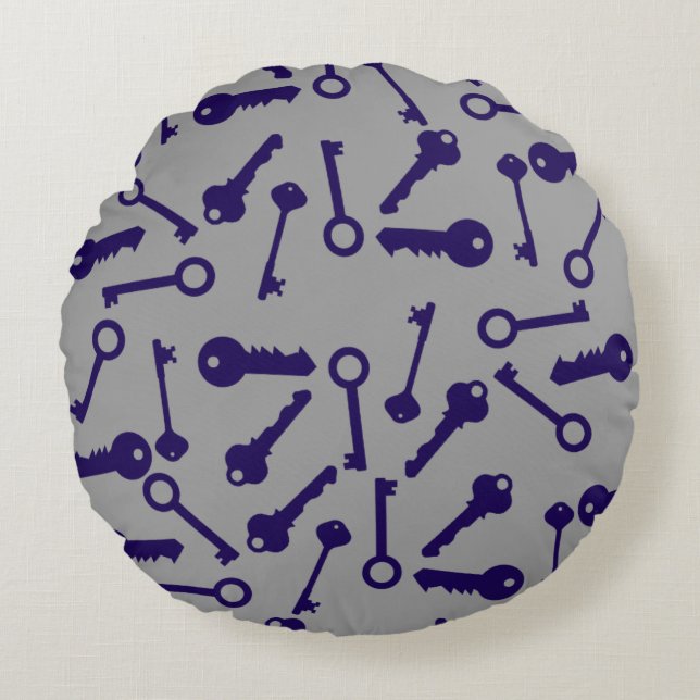 Almofada Redonda Produto de padrão azul chave (Frente)