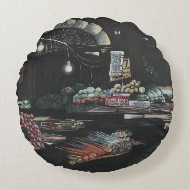 Almofada Redonda Produtos de uma Colheita Enfrentada, Jerusalém (Frente)