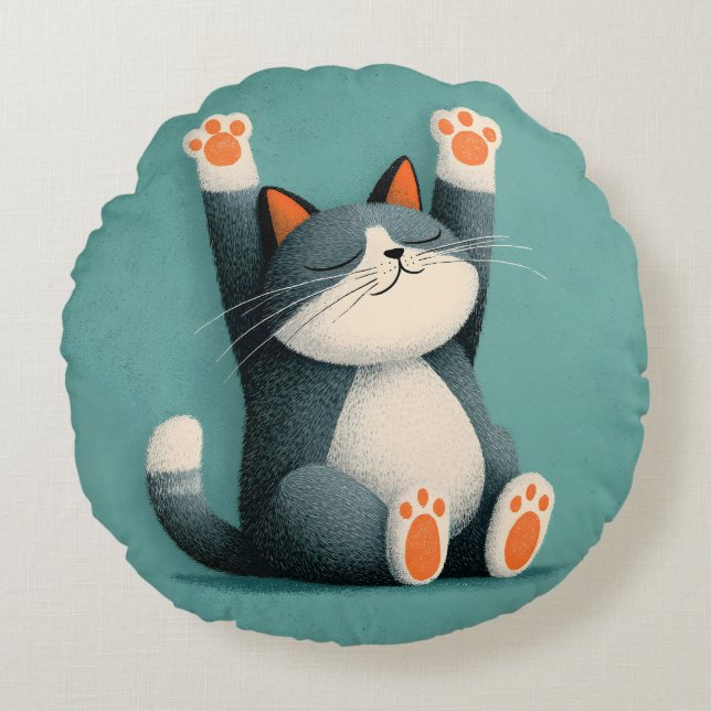 Almofada Redonda Professional Nap Taker Funny Sleeping Cat (Frente)