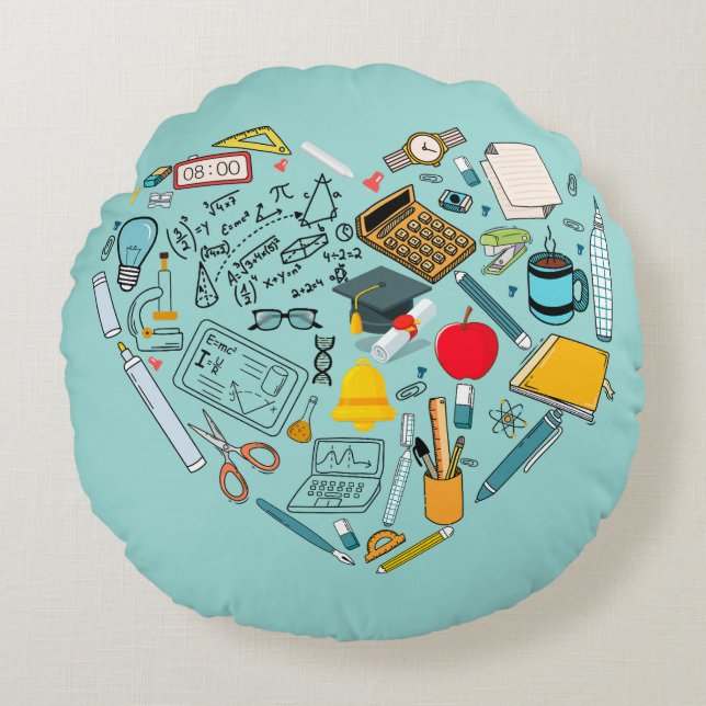 Almofada Redonda Professor Instrutor Professor Tool Heart (Frente)