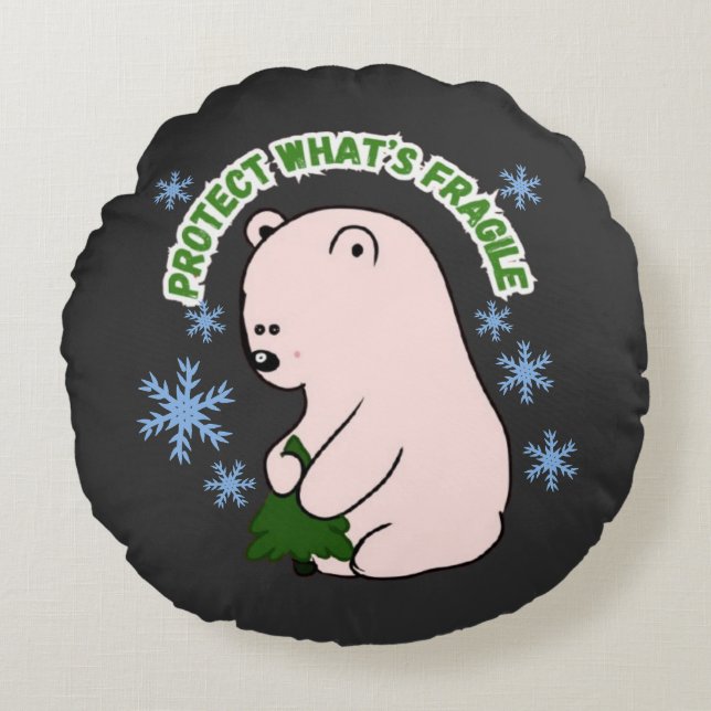 Almofada Redonda Proteja o Que é Frágil de Forma Personalizada (Frente)