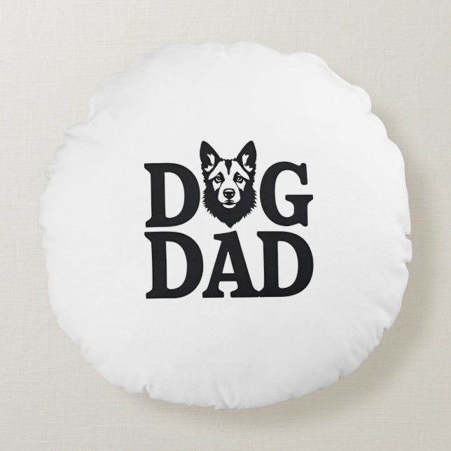 Almofada Redonda Proud Dog Dad Apparel & Accessories (Frente)
