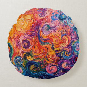 Almofada Redonda Psicodélicos Psicodélicos - Pintura a óleo