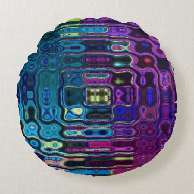 Almofada Redonda Psychedelic Ripple Effect  (Frente)