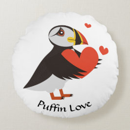 Almofada Redonda Puffin Love Red Hearts