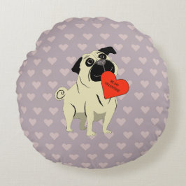 Almofada Redonda Pug be my Valentine