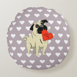 Almofada Redonda Pug be my Valentine