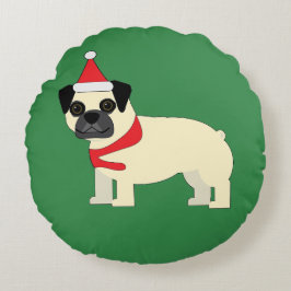 Almofada Redonda Pug do Natal