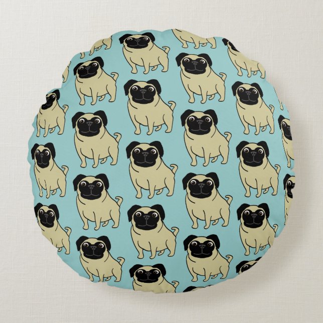 Almofada Redonda Pugs (Frente)