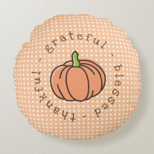 Almofada Redonda Pumpkin Agradável, Graças Abençoado Ação de G