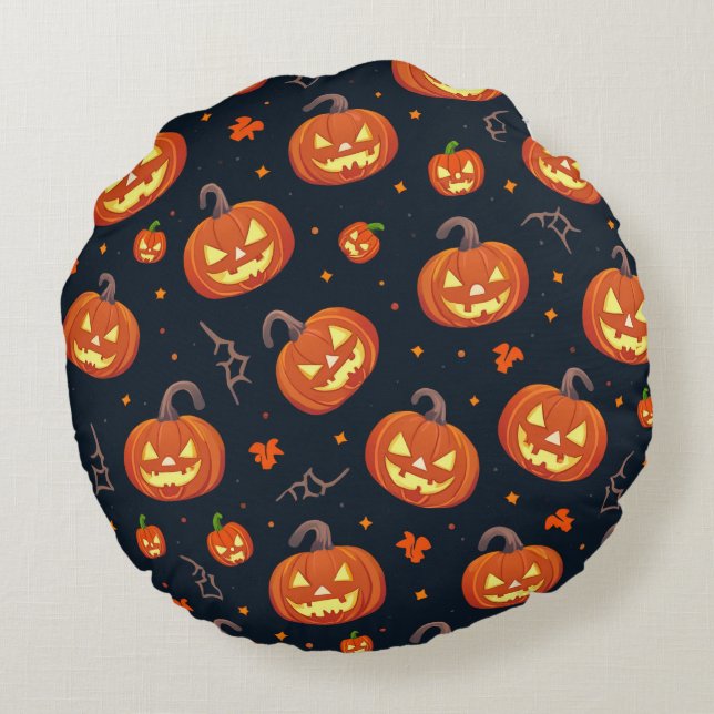 Almofada Redonda Pumpkin Patch Plush Cushion - Cozy Fall Decor! (Verso)