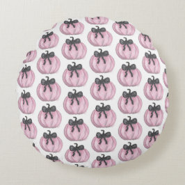 Almofada Redonda Pumpkin rosa com arco preto