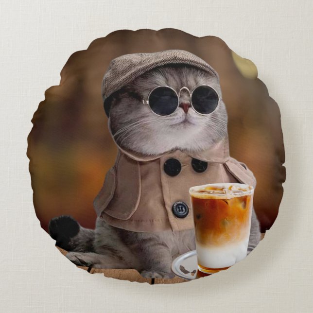 Almofada Redonda Pumpkin Spice Queda Travesseiro decorativo Redondo (Frente)