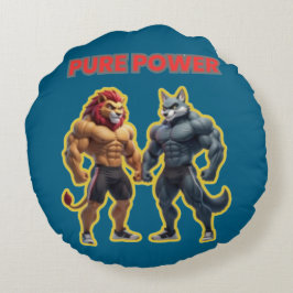 Almofada Redonda Pure Power – Strong Animal Muscle Cartoon Design