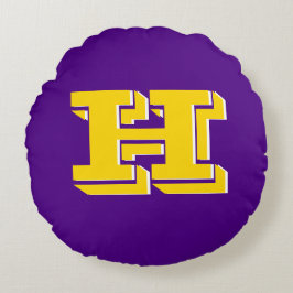 Almofada Redonda Purple and Gold Team Pride Monogram