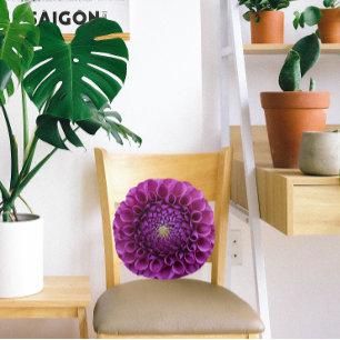 Almofada Redonda Purple Ball Dahlia Floral
