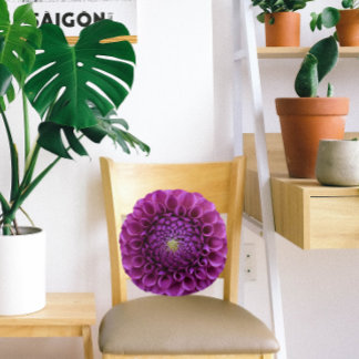 Almofada Redonda Purple Ball Dahlia Floral
