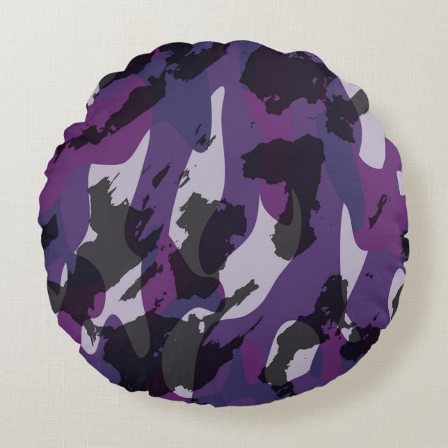 Almofada Redonda Purple Camo Abstract (Frente)