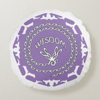 Almofada Redonda Purple Crown Chakra "Wisdom" Dragonfly White BG